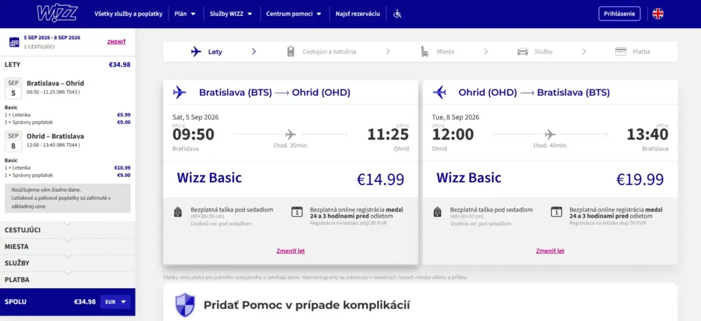 Bratislava(BTS) - Ohrid (OHD) - Bratislava(BTS)