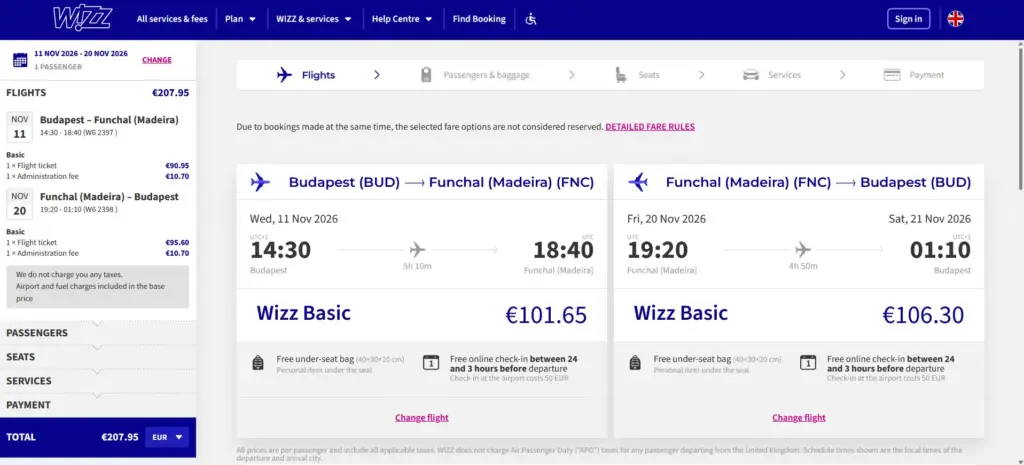 Budapesť (BUD) - Funchal (FNC) - Budapesť (BUD)