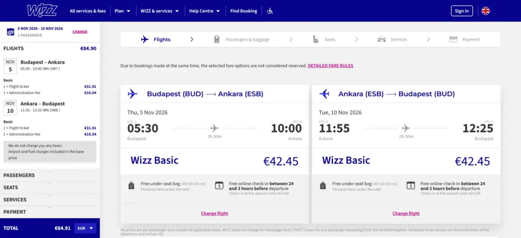 Spiatočná letenka Budapešť (BUD) – Ankara (ESB)