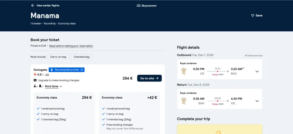 Let 2 - Porovnanie cien cez Skyscanner
